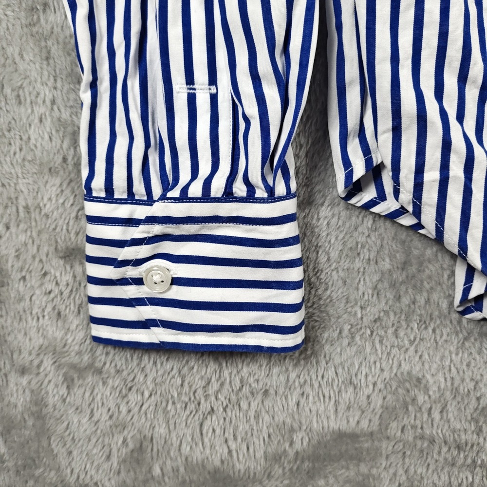 Ralph Lauren Shirt Womens 8 Blue White Striped Yachting Crest Button Up Nautical - Picture 7 of 16